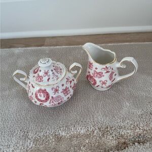 Christmas design bows sugar bowl and Creamer Set